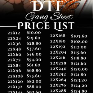 DTF GANG SHEET PRICES